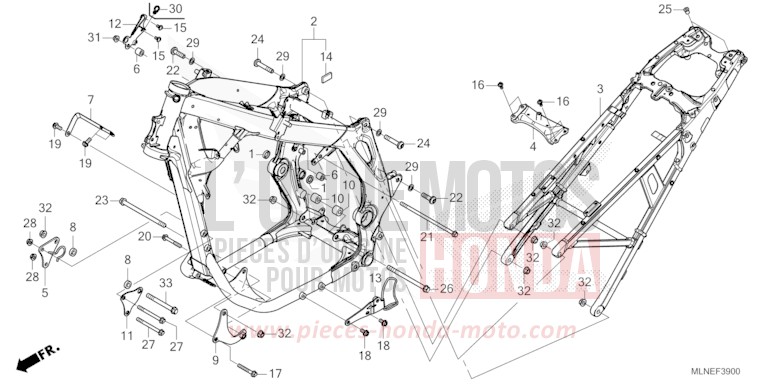 CARROSSERIE DE CHASSIS de Africa Twin GRAND PRIX RED (R380B) 2025